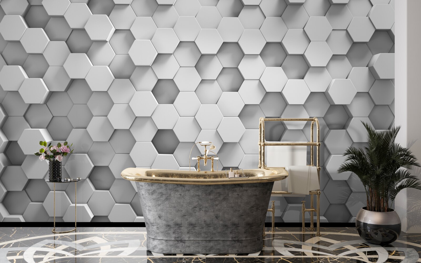 Fototapeta sześciokąty są szare