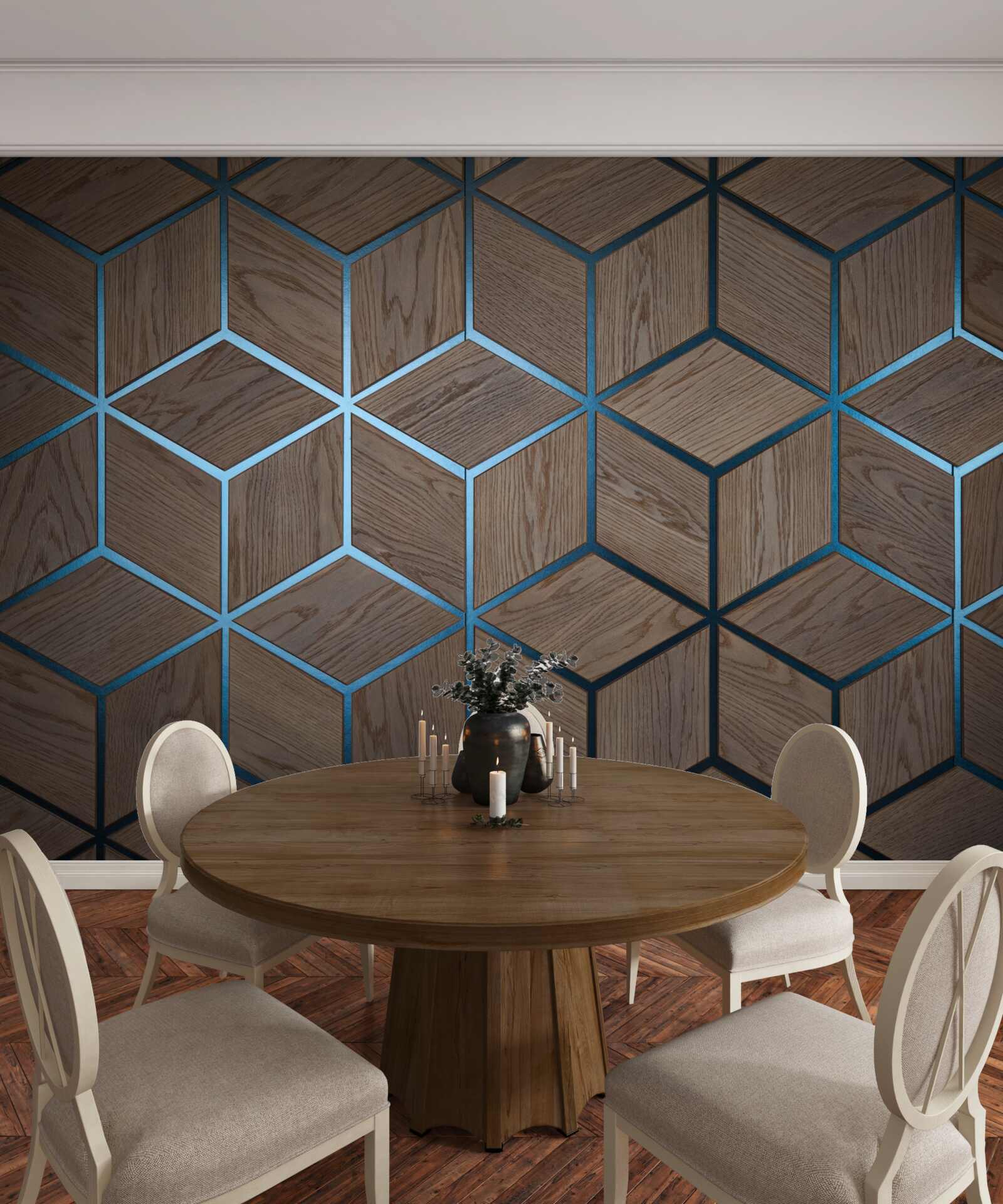 Fototapeta podłoga drewniana z czarnymi paskami