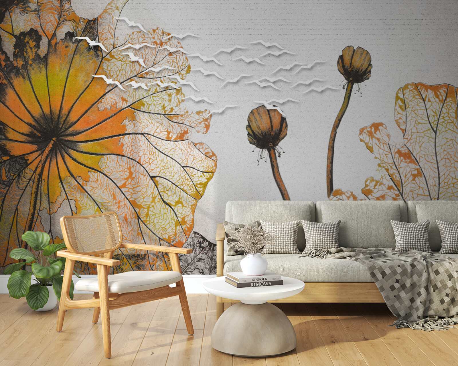 Fototapeta duże kwitnące kwiaty i ich nieotwarte pąki