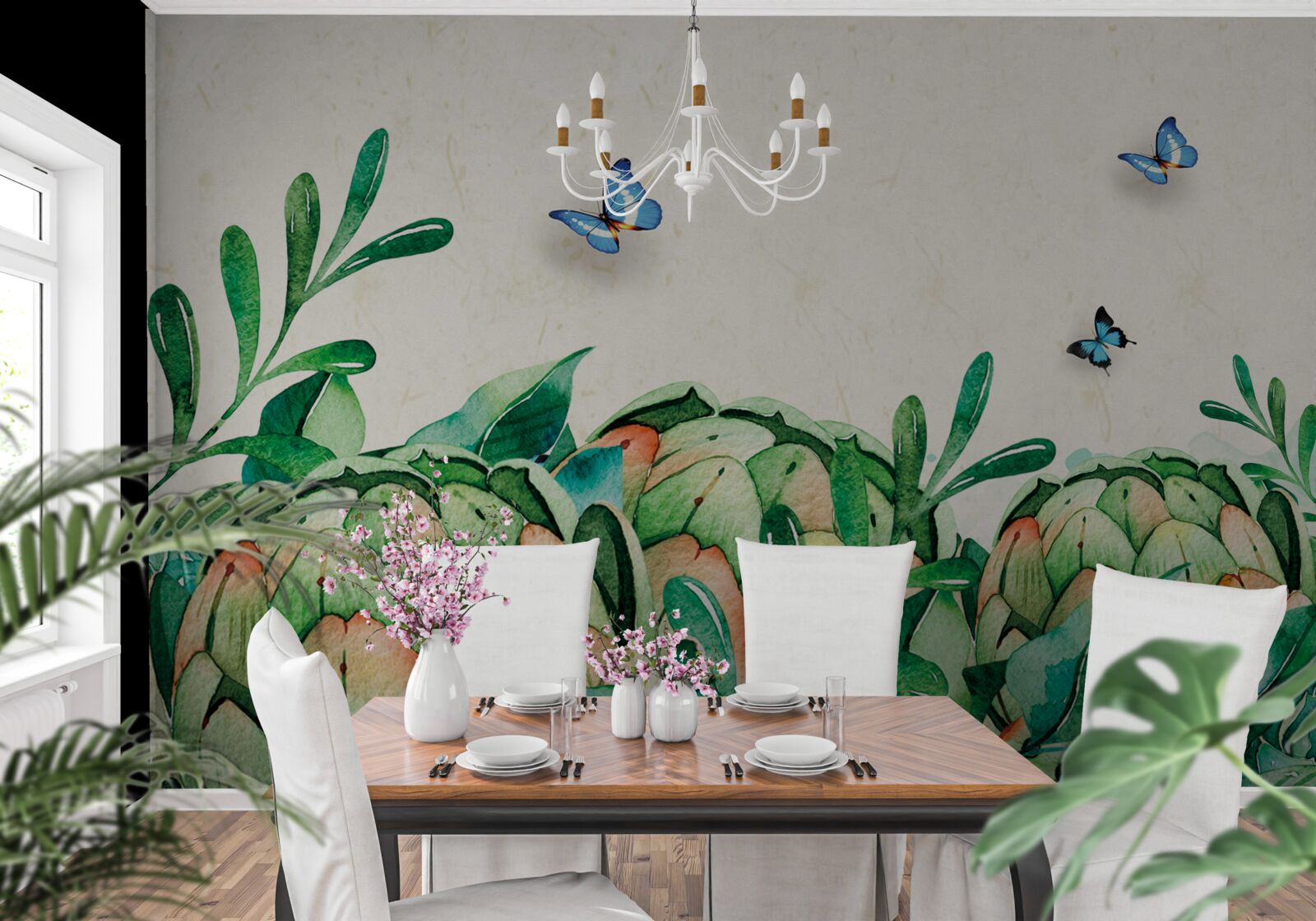 Fototapeta motyle i rośliny