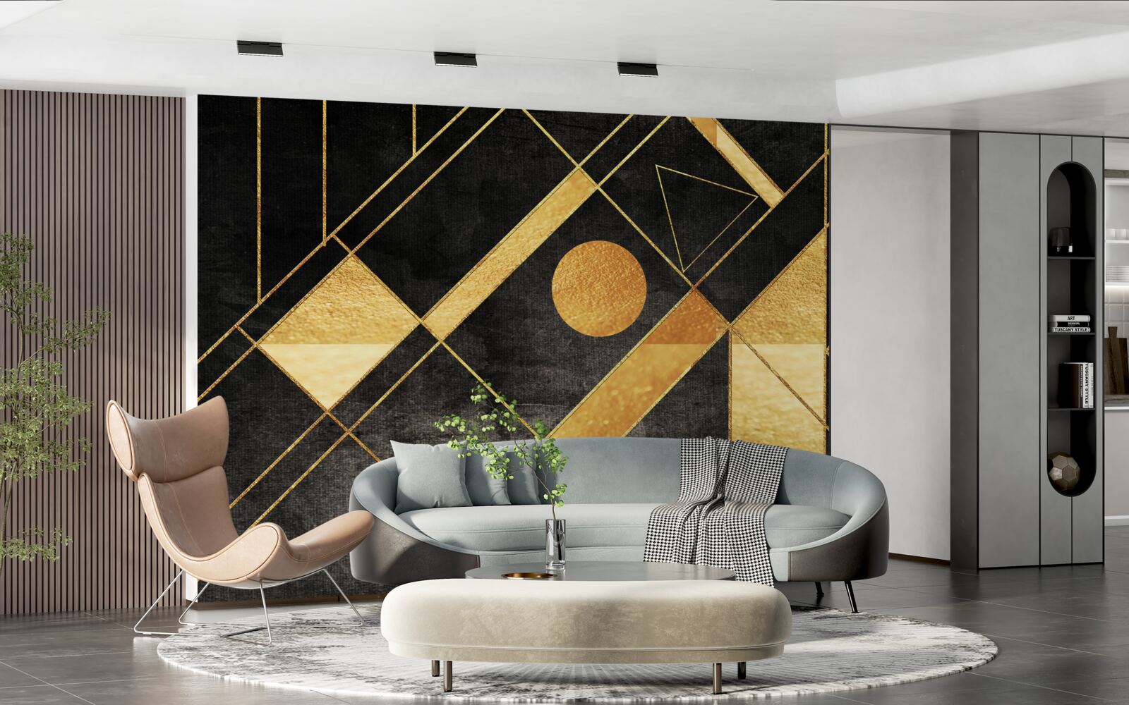 Fototapeta czarne tło ze złotymi liniami