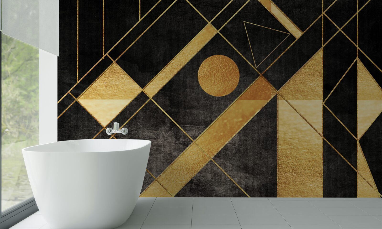 Fototapeta czarne tło ze złotymi liniami