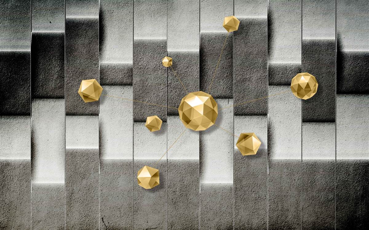 Fototapeta wolumetryczne złote figury