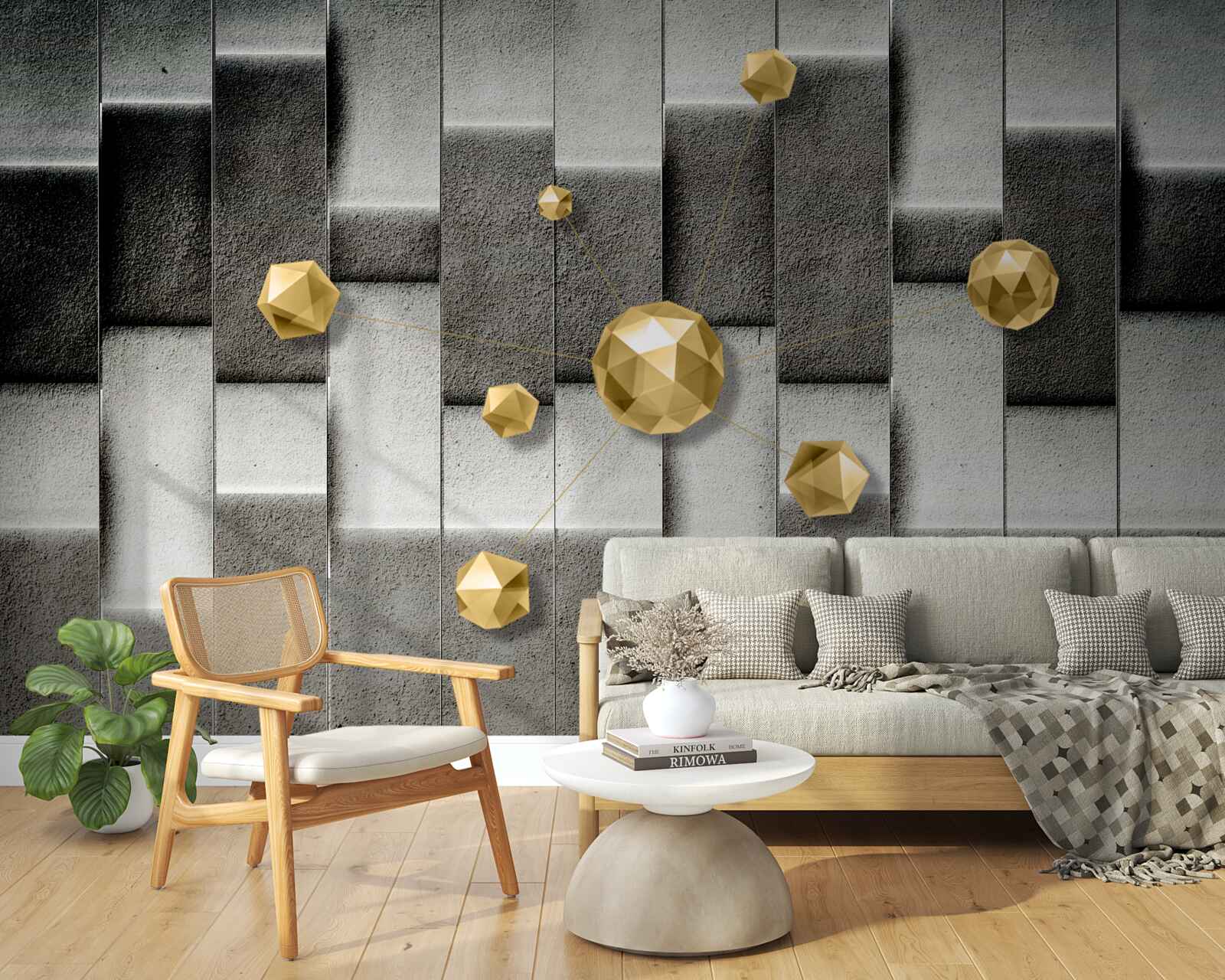 Fototapeta wolumetryczne złote figury