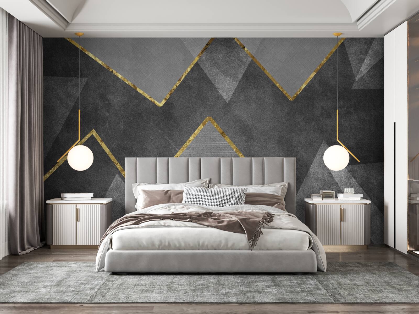 Fototapeta złote i czarno-białe zygzaki