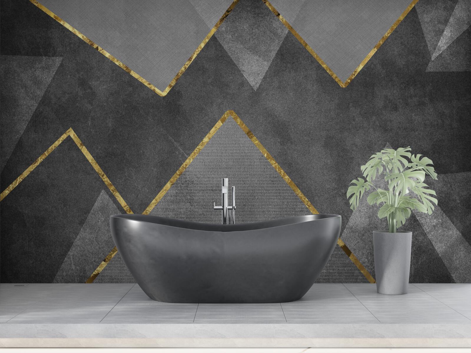 Fototapeta złote i czarno-białe zygzaki