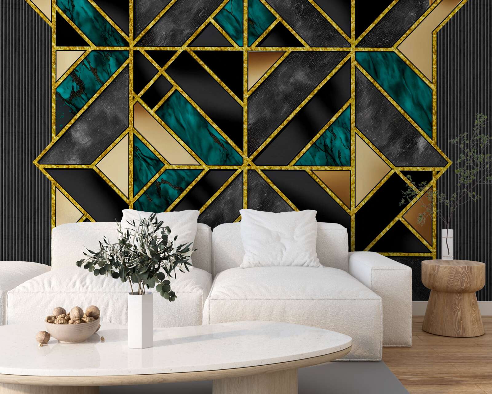 Fototapeta tło w geometrycznym stylu w szaro-turkusowym odcieniu