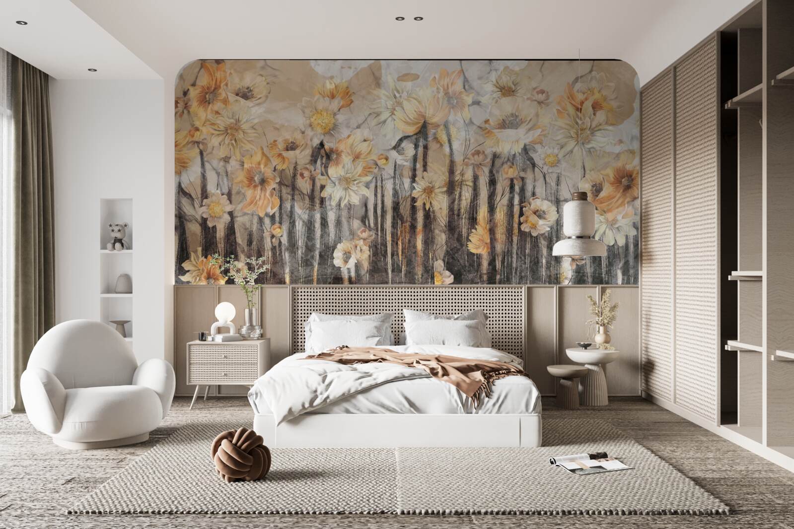 Fototapeta kwiaty w stylu vintage na szarym tle