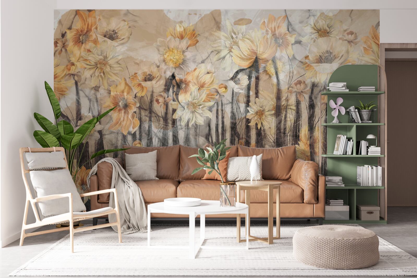 Fototapeta kwiaty w stylu vintage na szarym tle