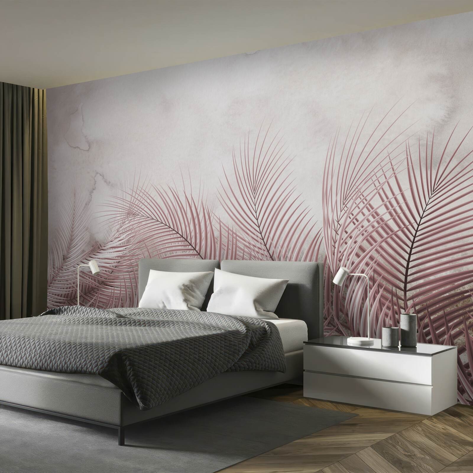 Fototapeta liście tropikalne w mglistej mgle