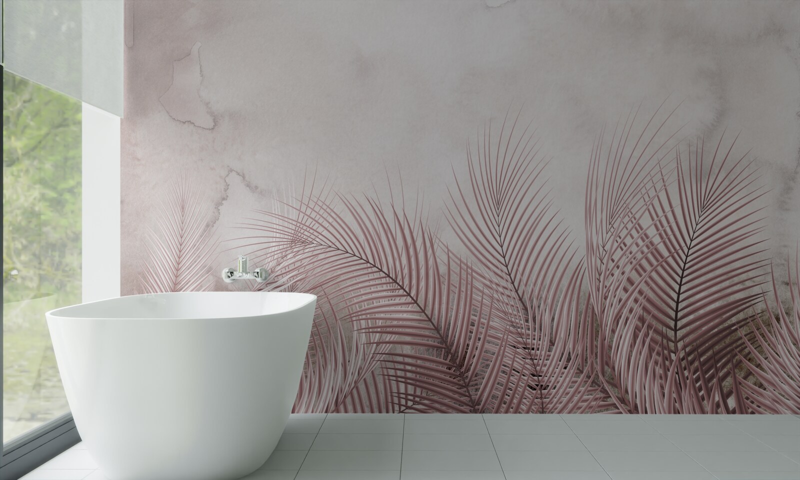 Fototapeta liście tropikalne w mglistej mgle