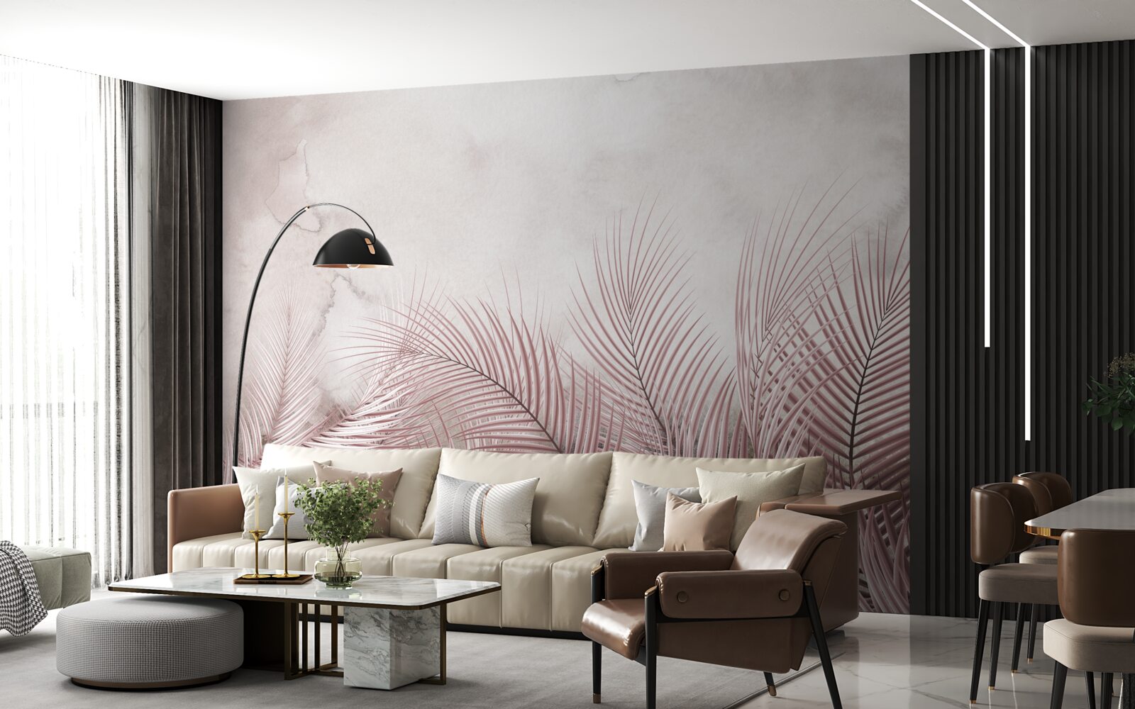 Fototapeta liście tropikalne w mglistej mgle