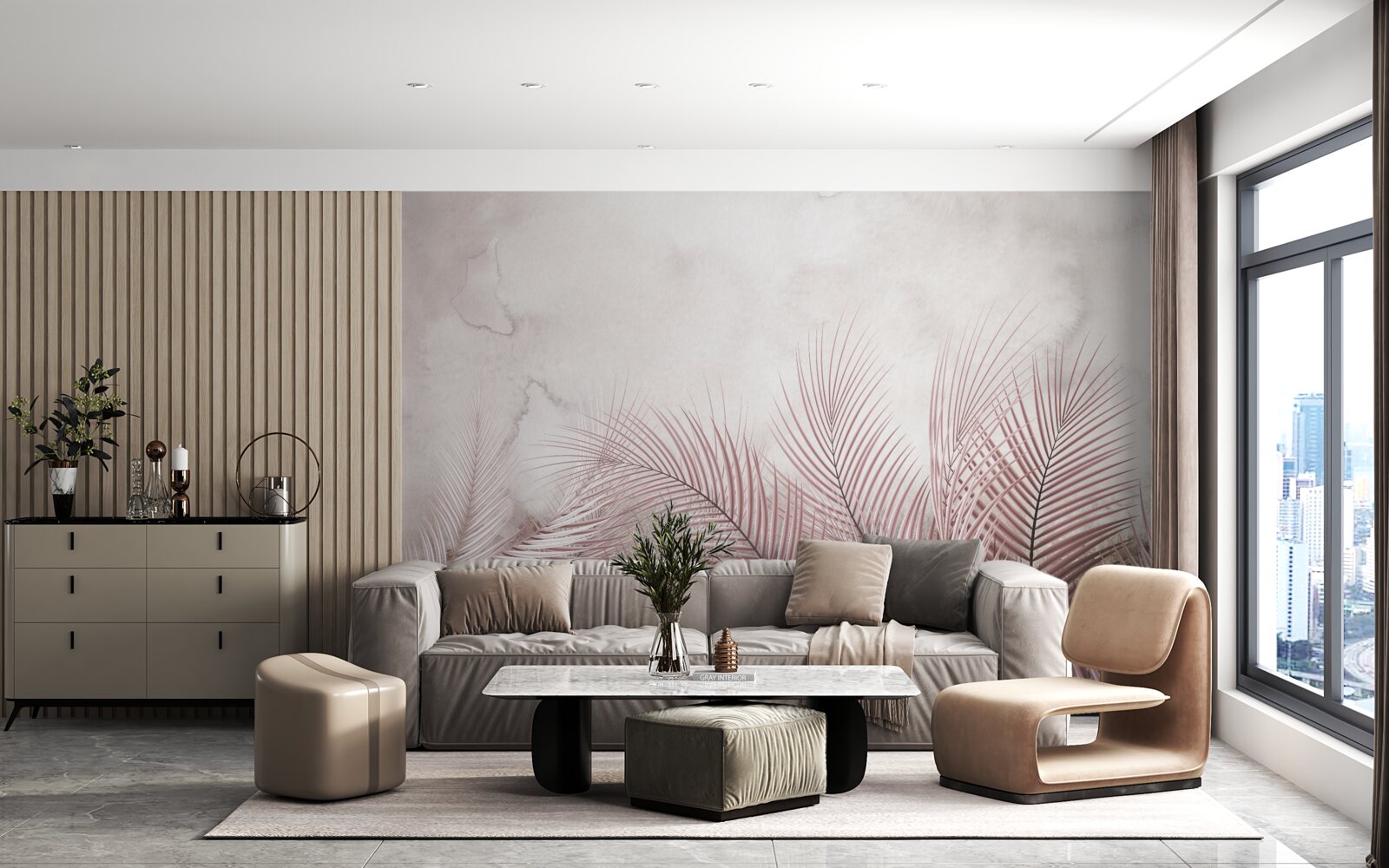 Fototapeta liście tropikalne w mglistej mgle