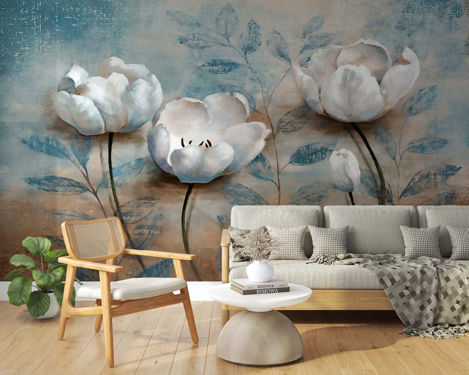 Fototapeta szkic ze szkarłatnymi pąkami