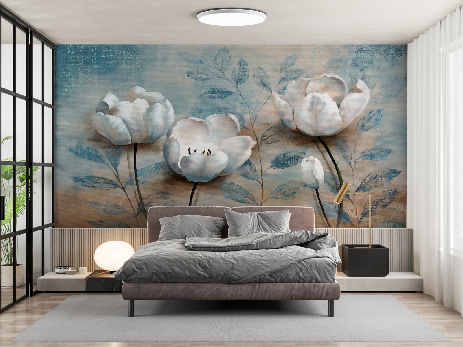 Fototapeta szkic ze szkarłatnymi pąkami