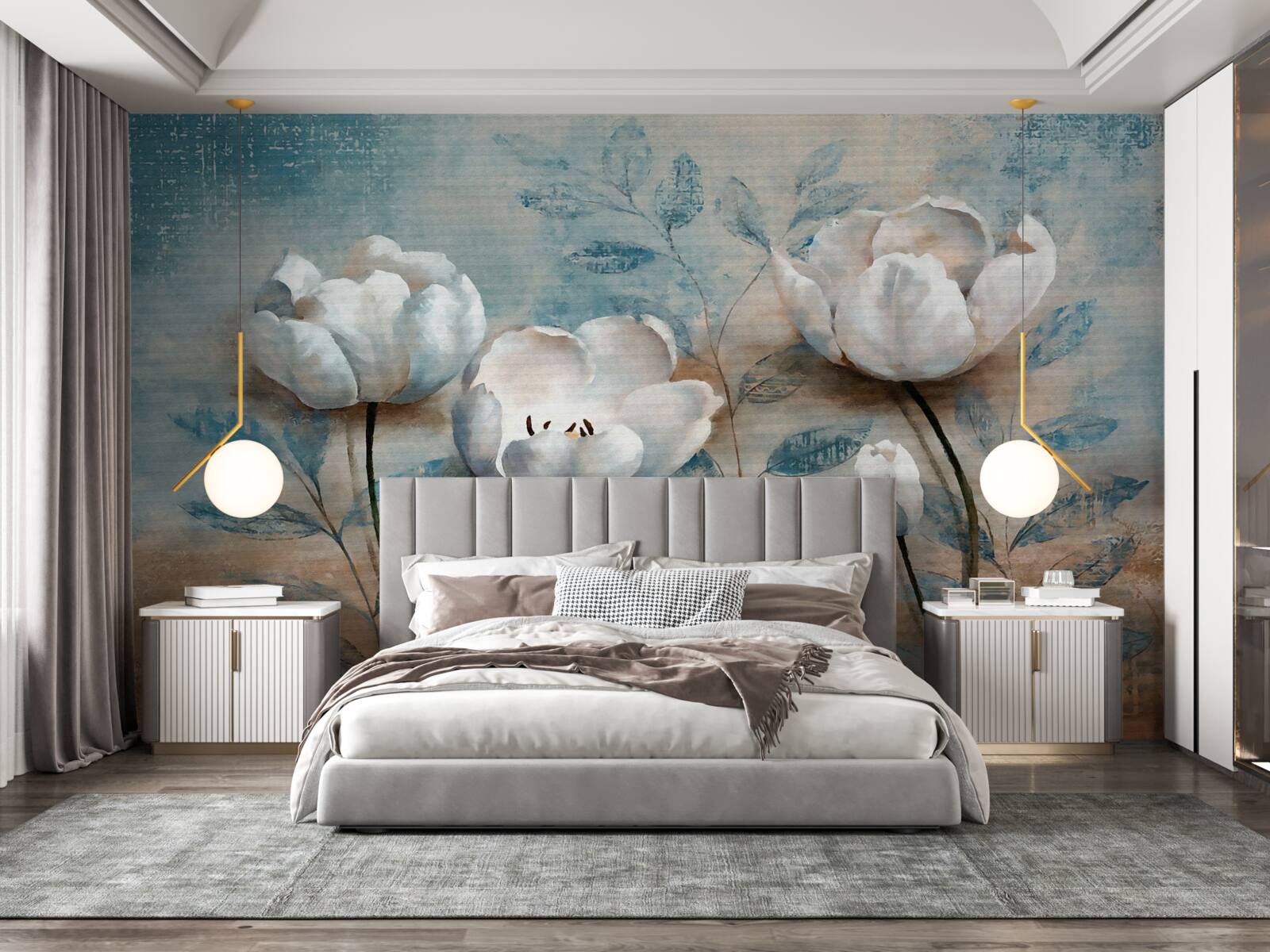 Fototapeta szkic ze szkarłatnymi pąkami