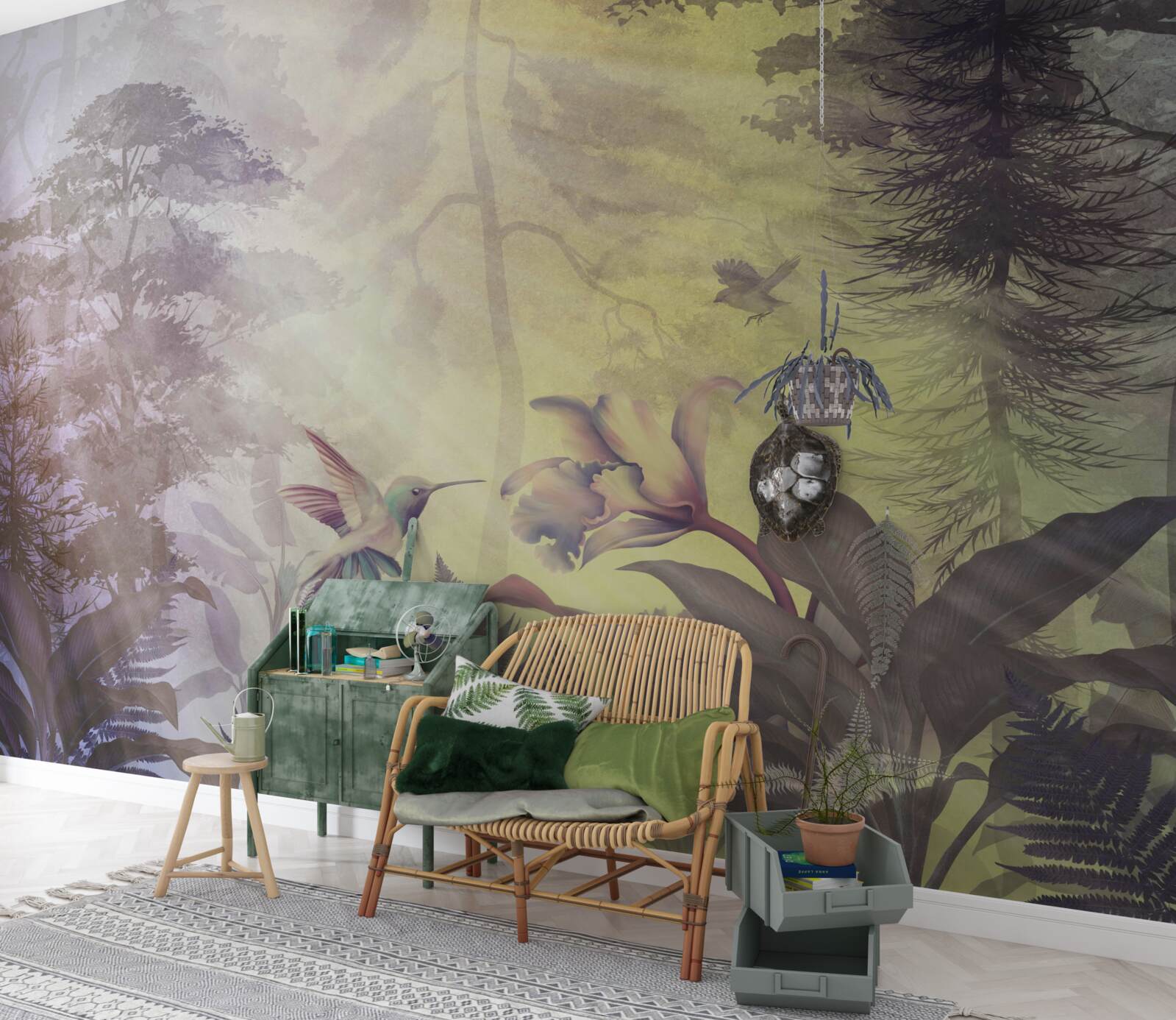 Fototapeta las drzew liściastych pod promieniami słońca