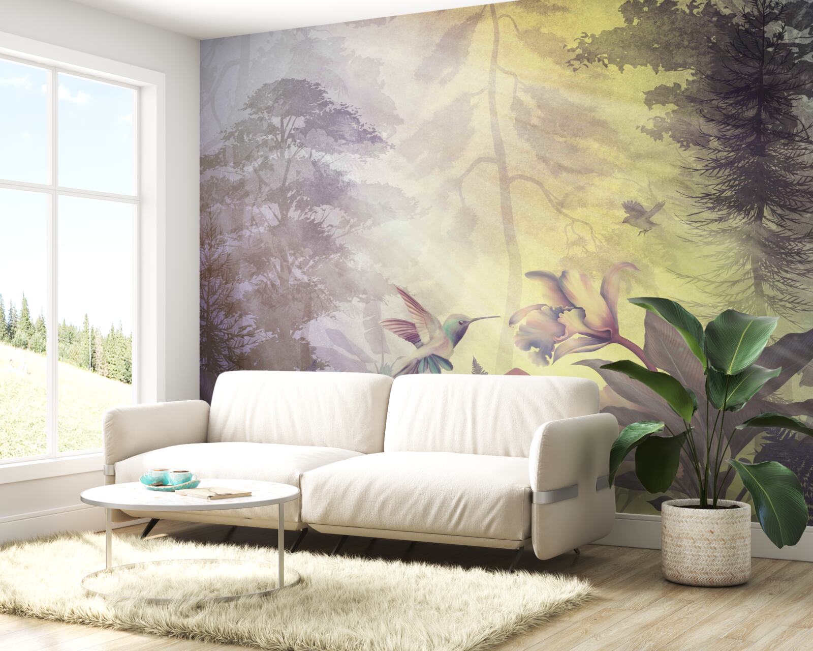 Fototapeta las drzew liściastych pod promieniami słońca