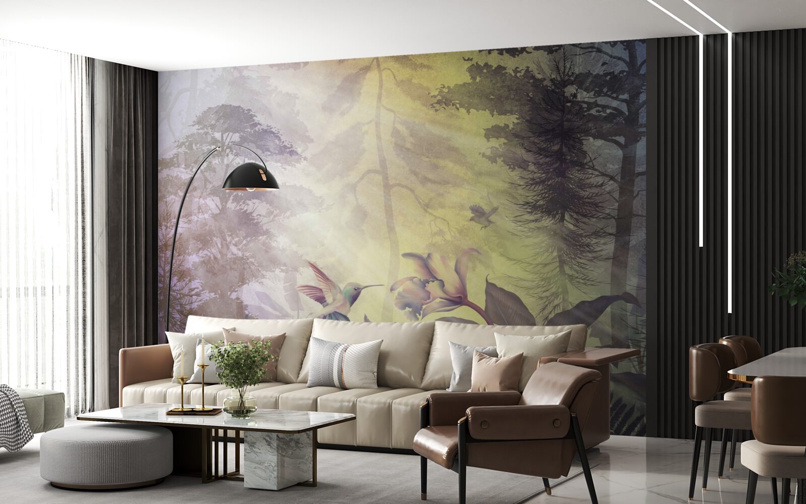 Fototapeta las drzew liściastych pod promieniami słońca