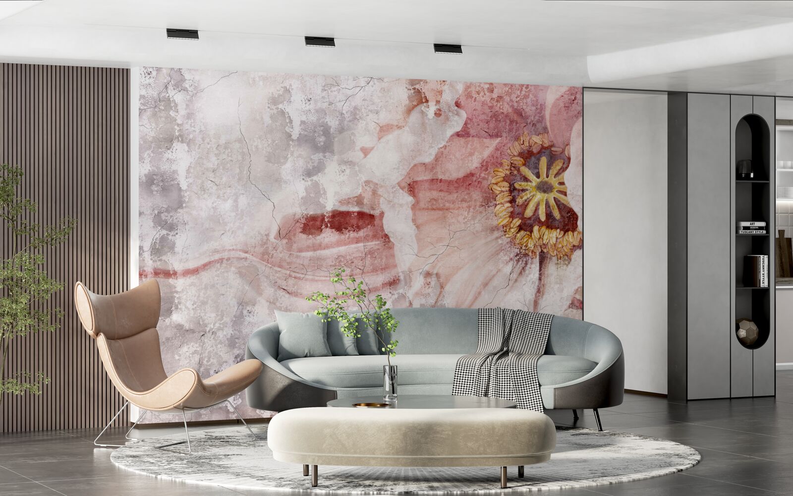 Fototapeta niesamowity kwiat na betonowej ścianie