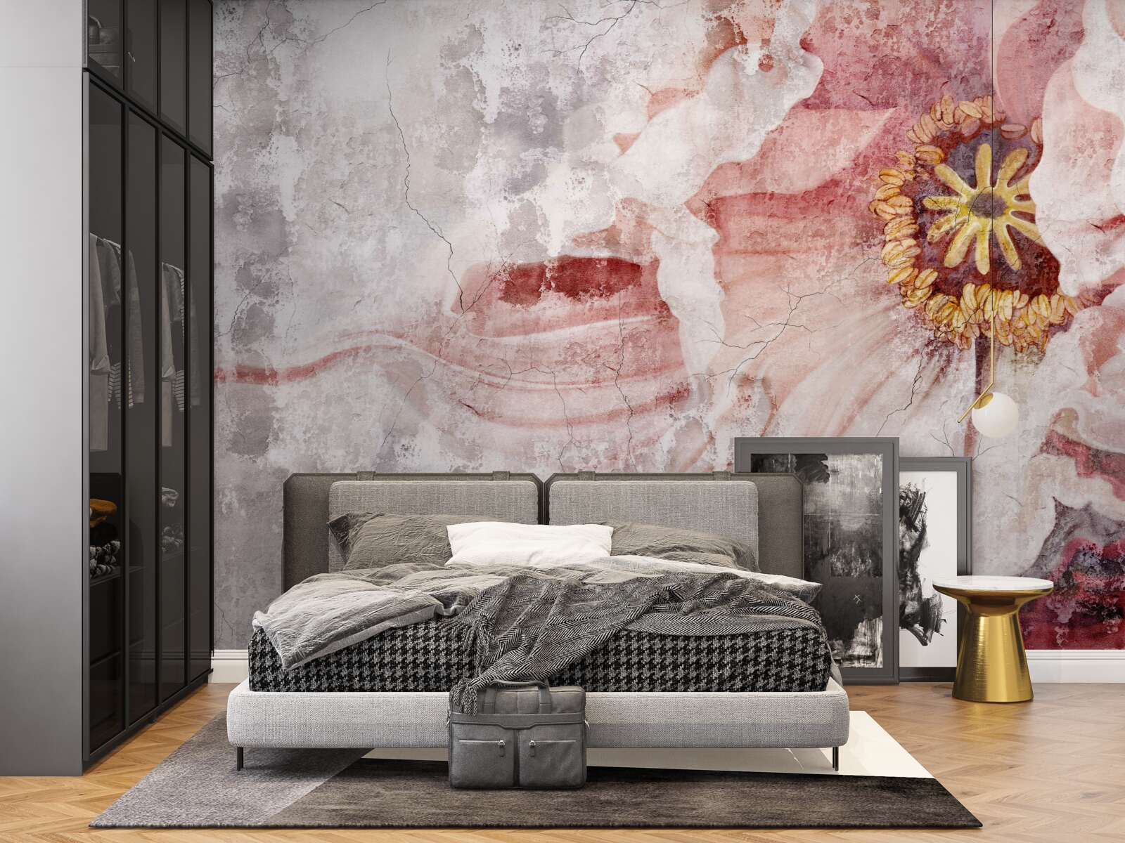 Fototapeta niesamowity kwiat na betonowej ścianie