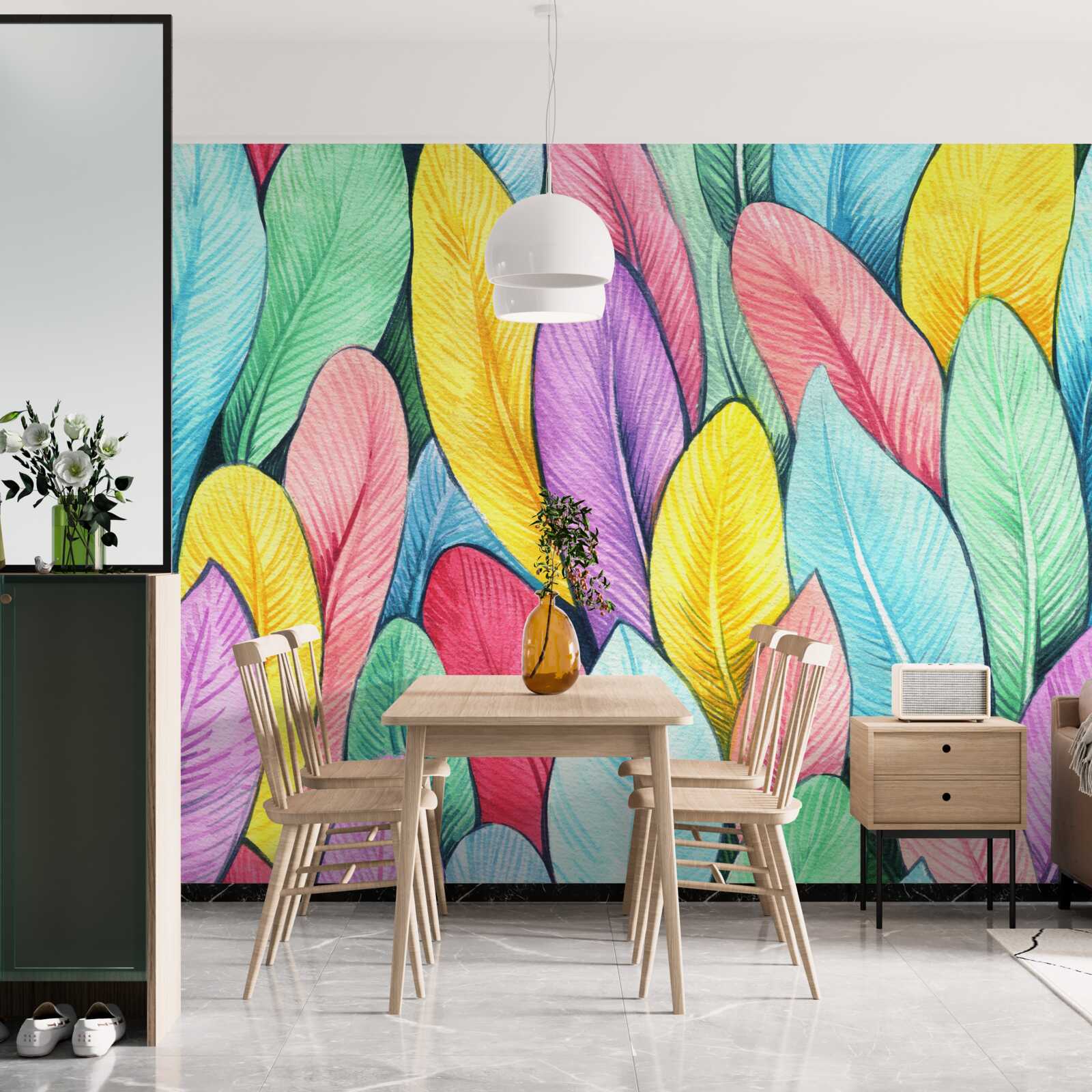 Fototapeta wielokolorowe liście jasnej jesieni