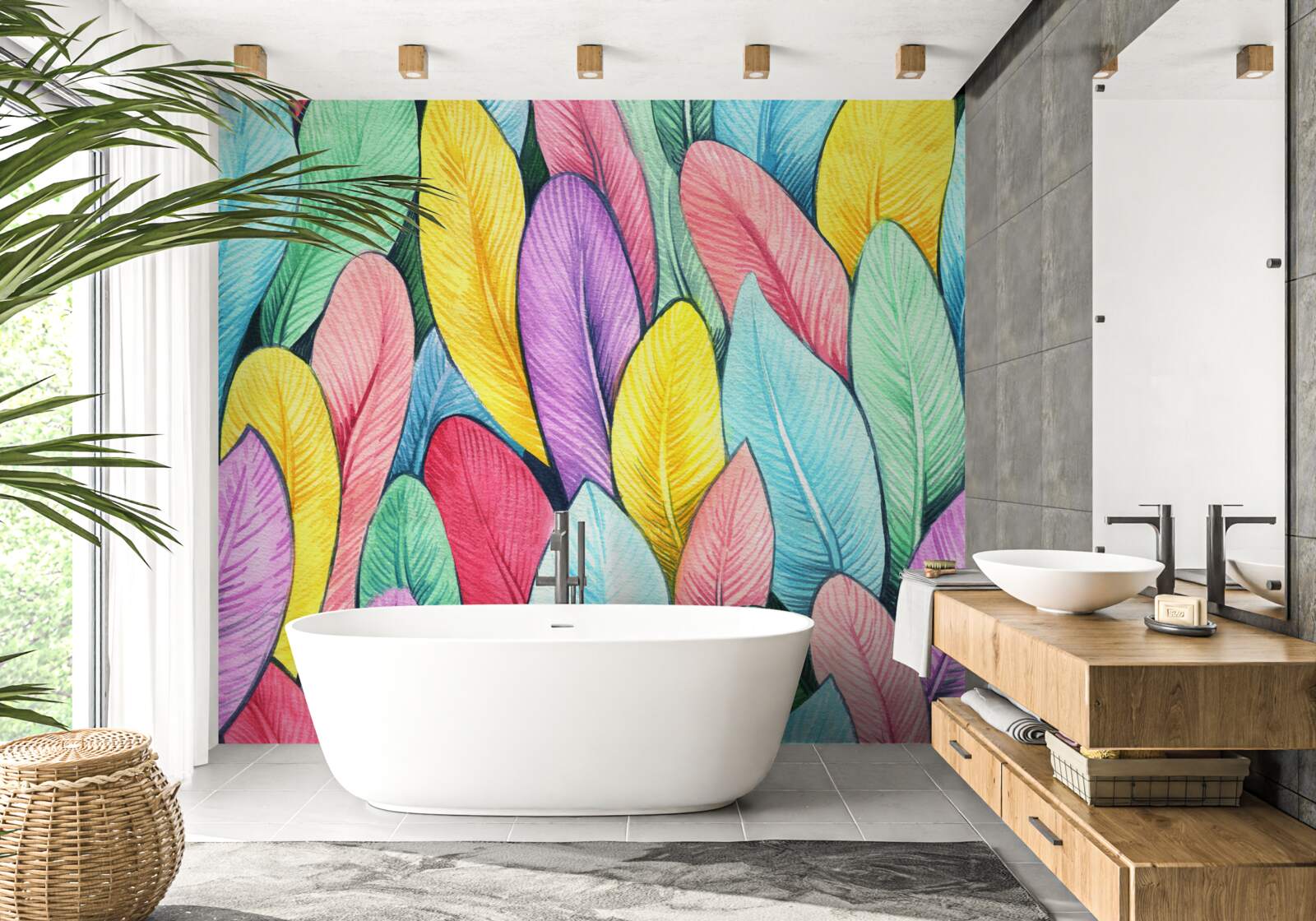 Fototapeta wielokolorowe liście jasnej jesieni