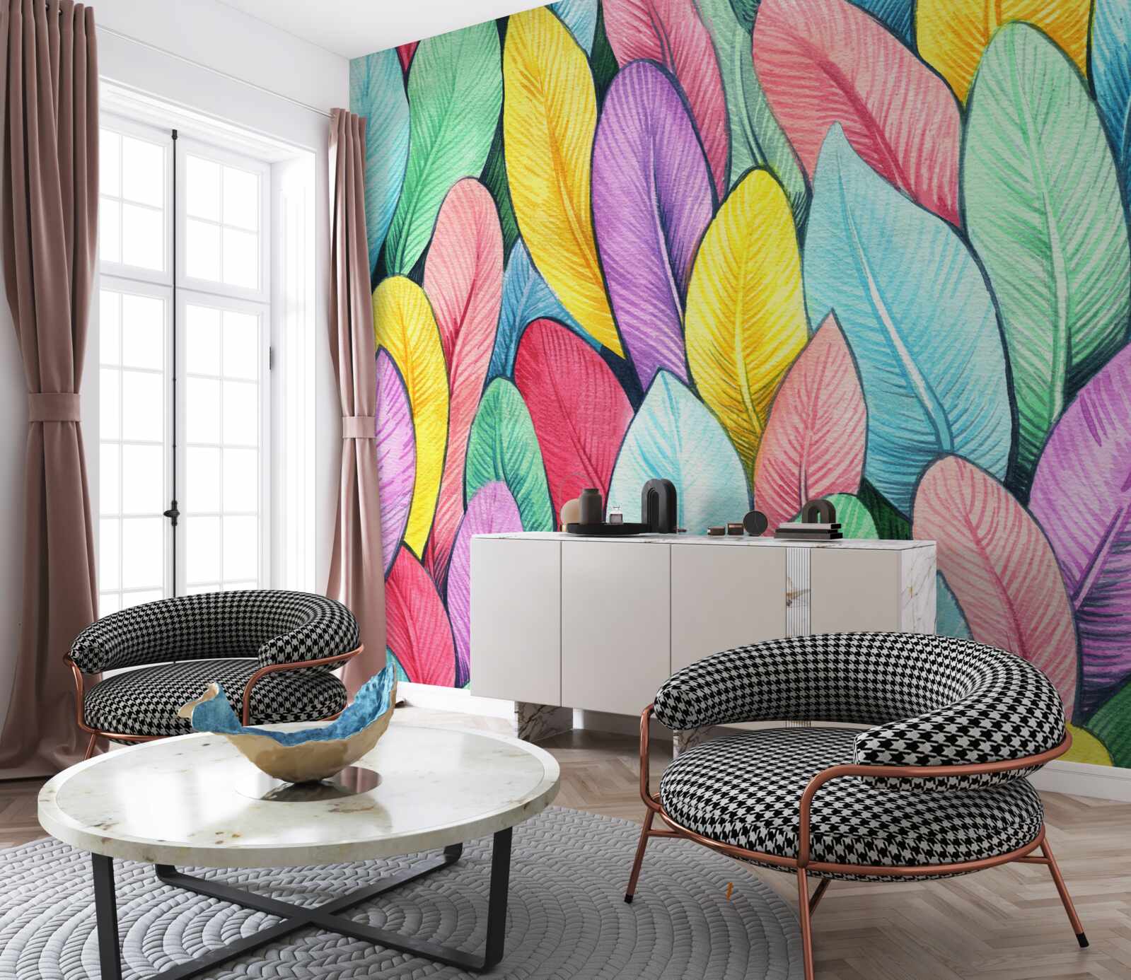 Fototapeta wielokolorowe liście jasnej jesieni