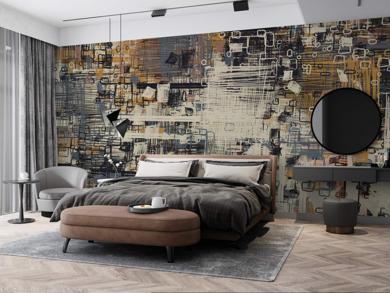 Fototapeta konstrukcja złożona z geometrycznych kształtów o kształcie prostokąta i różnych odcieniach