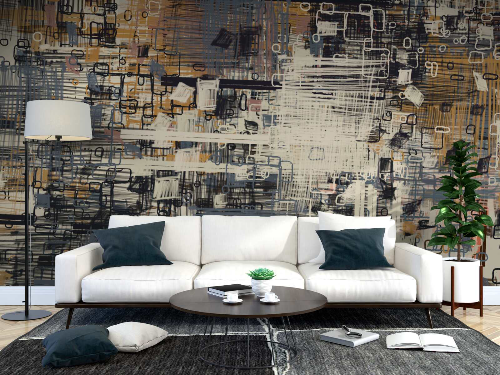 Fototapeta konstrukcja złożona z geometrycznych kształtów o kształcie prostokąta i różnych odcieniach