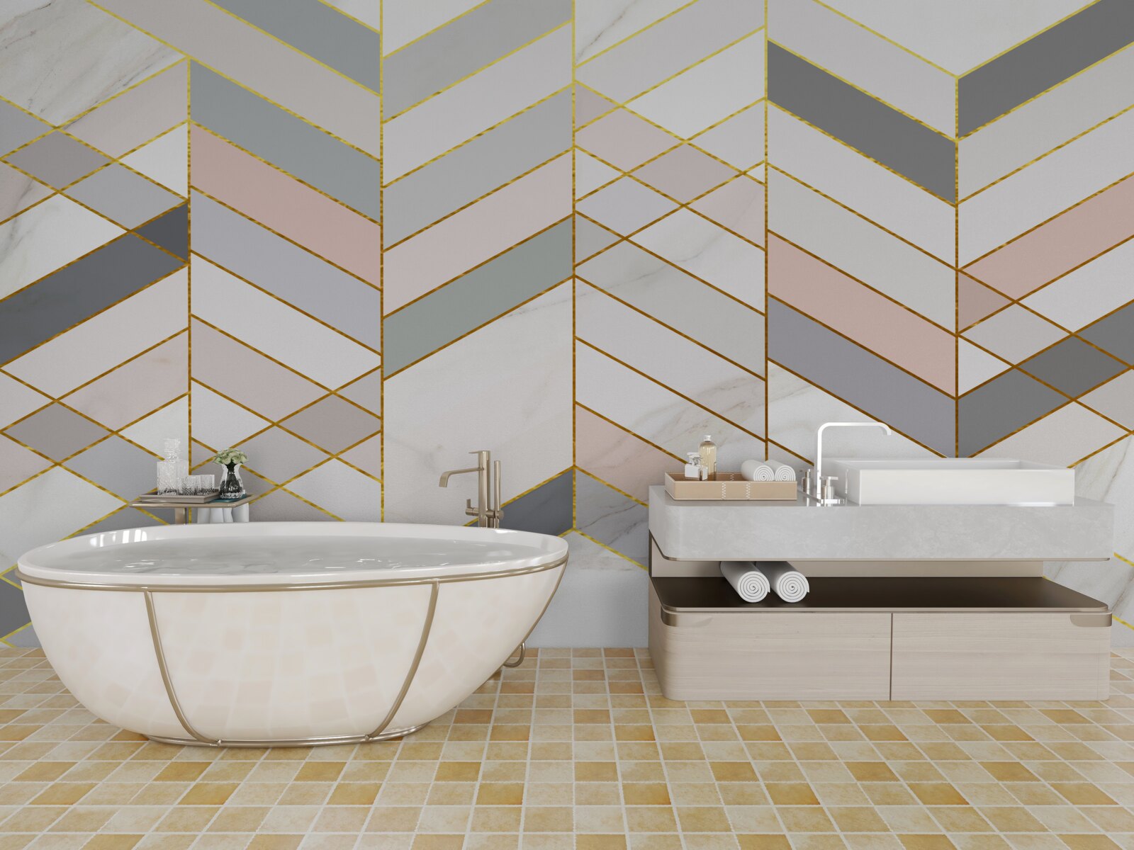 Fototapeta pastelowe linie ułożone ukośnie