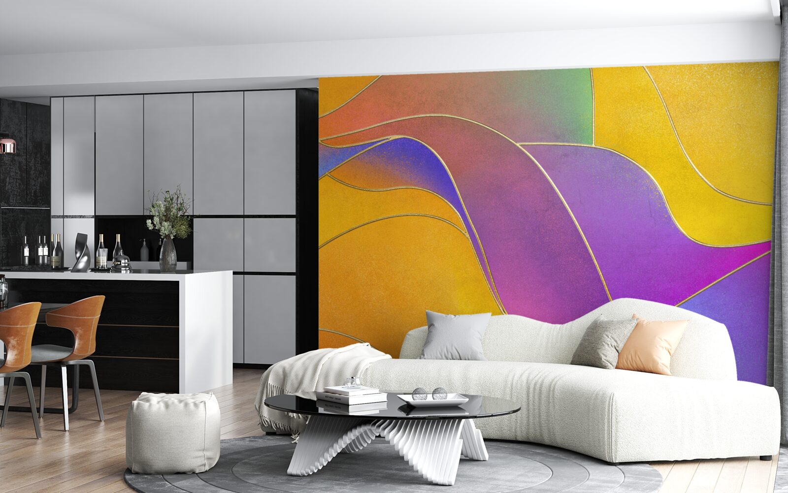 Fototapeta luźne linie w kolorze fioletowym