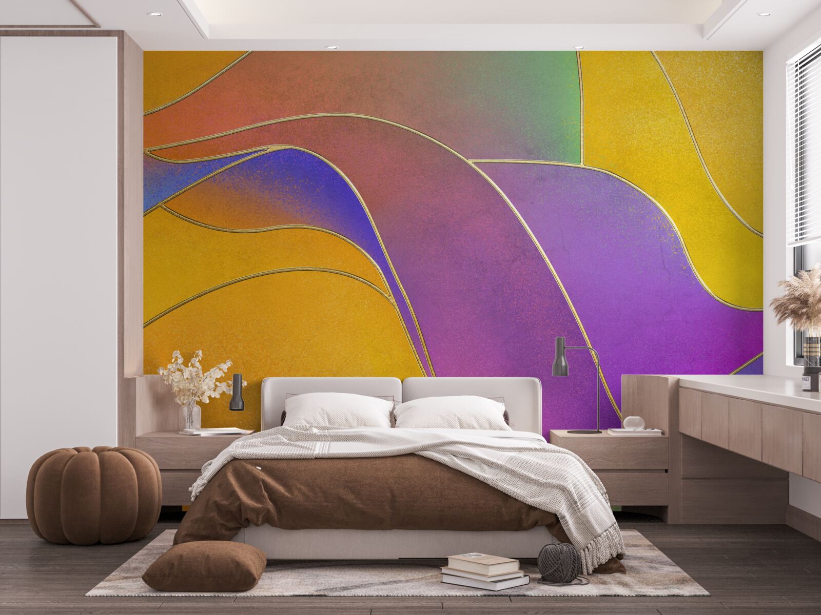 Fototapeta luźne linie w kolorze fioletowym