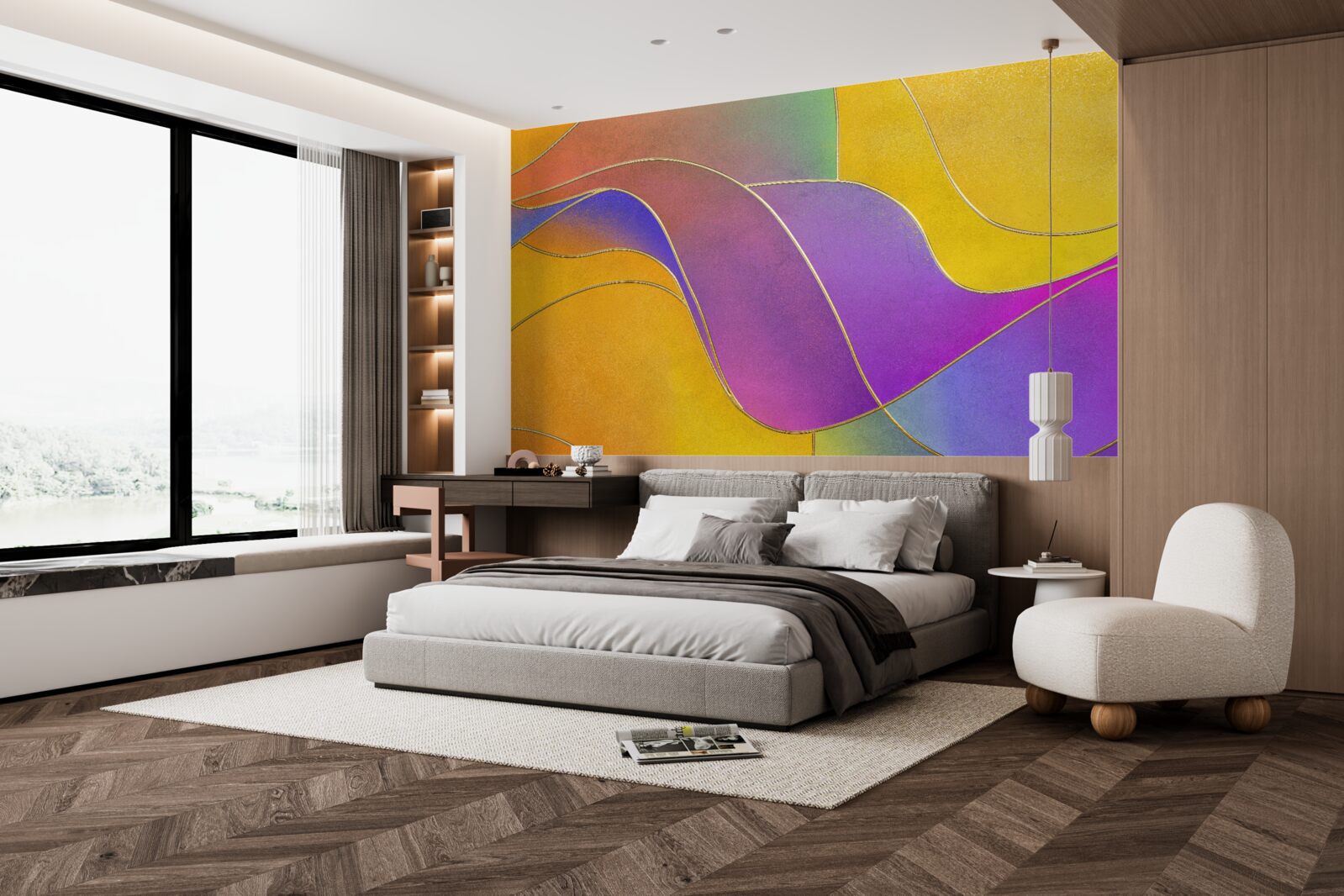 Fototapeta luźne linie w kolorze fioletowym