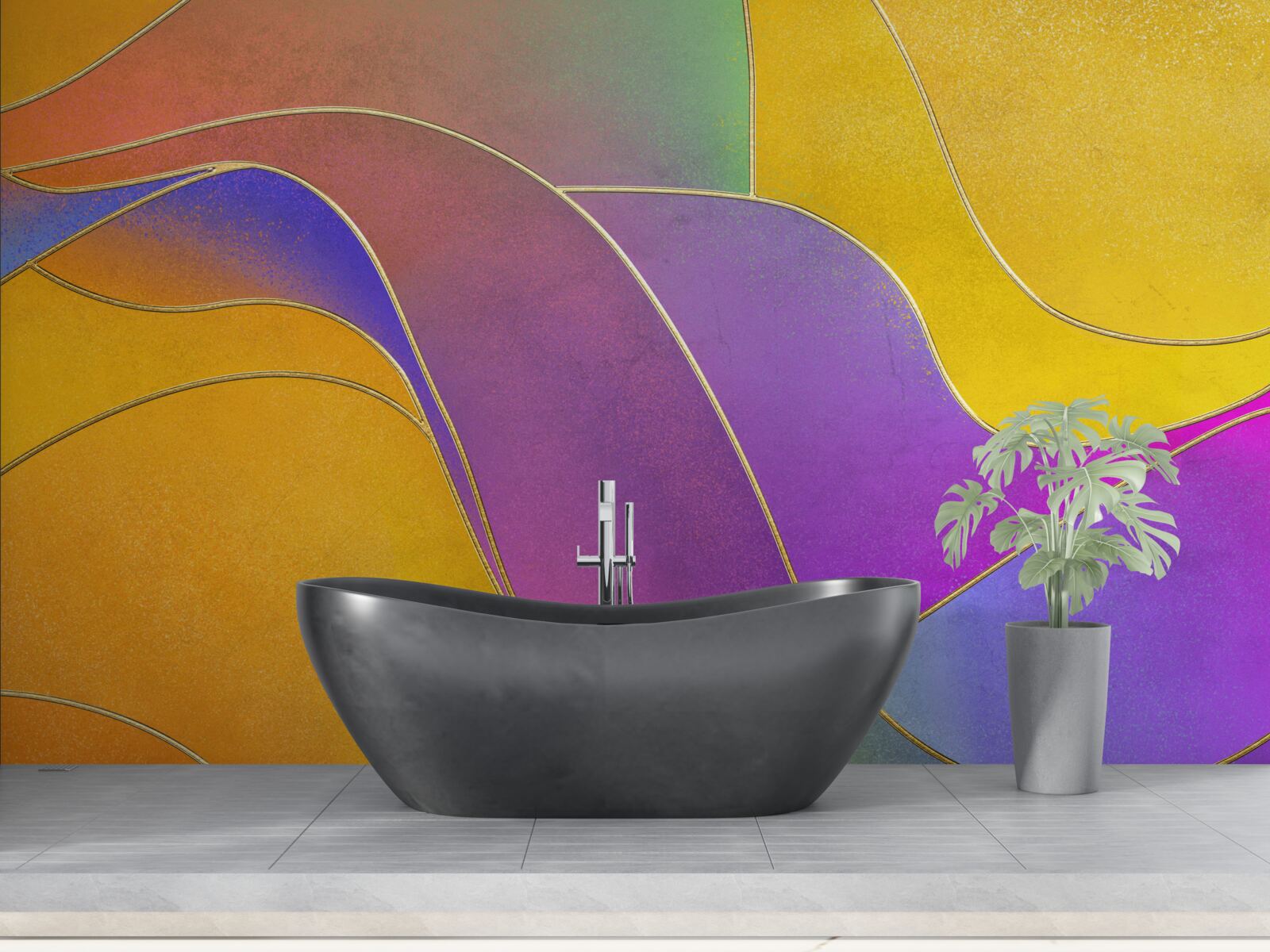 Fototapeta luźne linie w kolorze fioletowym