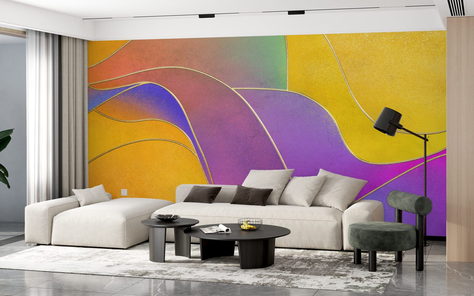 Fototapeta luźne linie w kolorze fioletowym