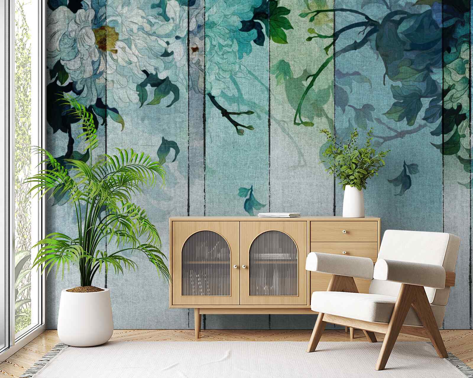 Fototapeta flora w odcieniach morskiej piany