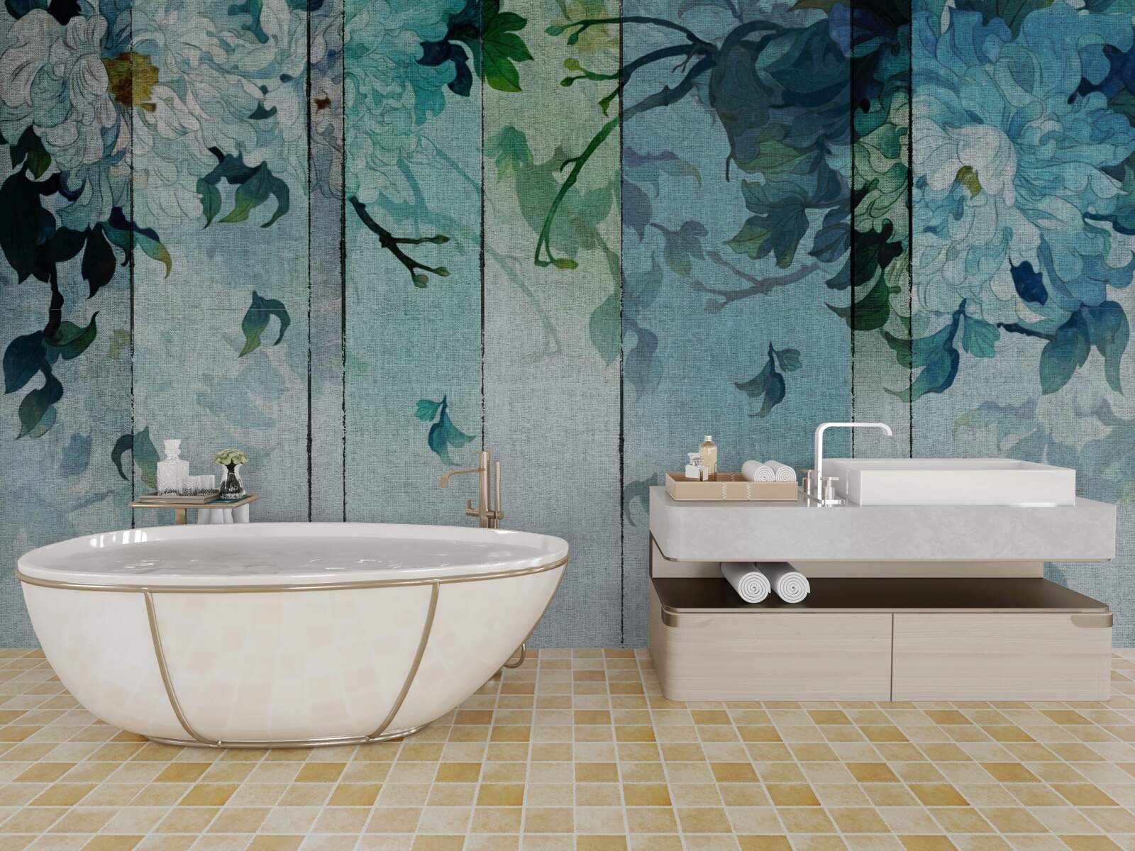 Fototapeta flora w odcieniach morskiej piany