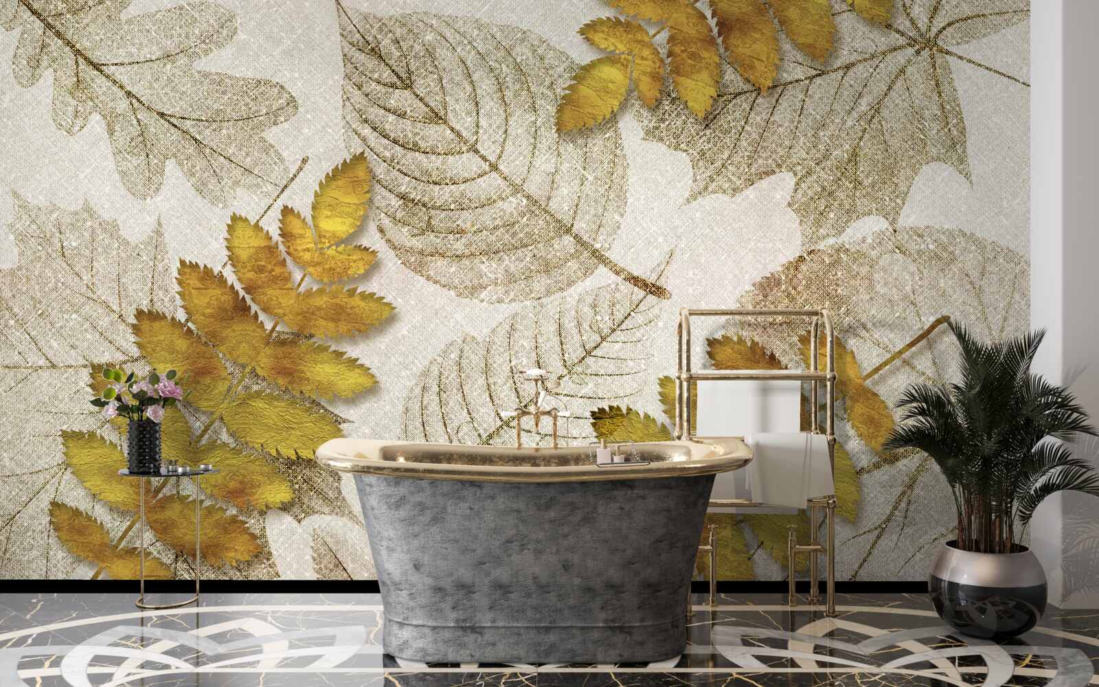 Fototapeta dżungla pokryta złotem