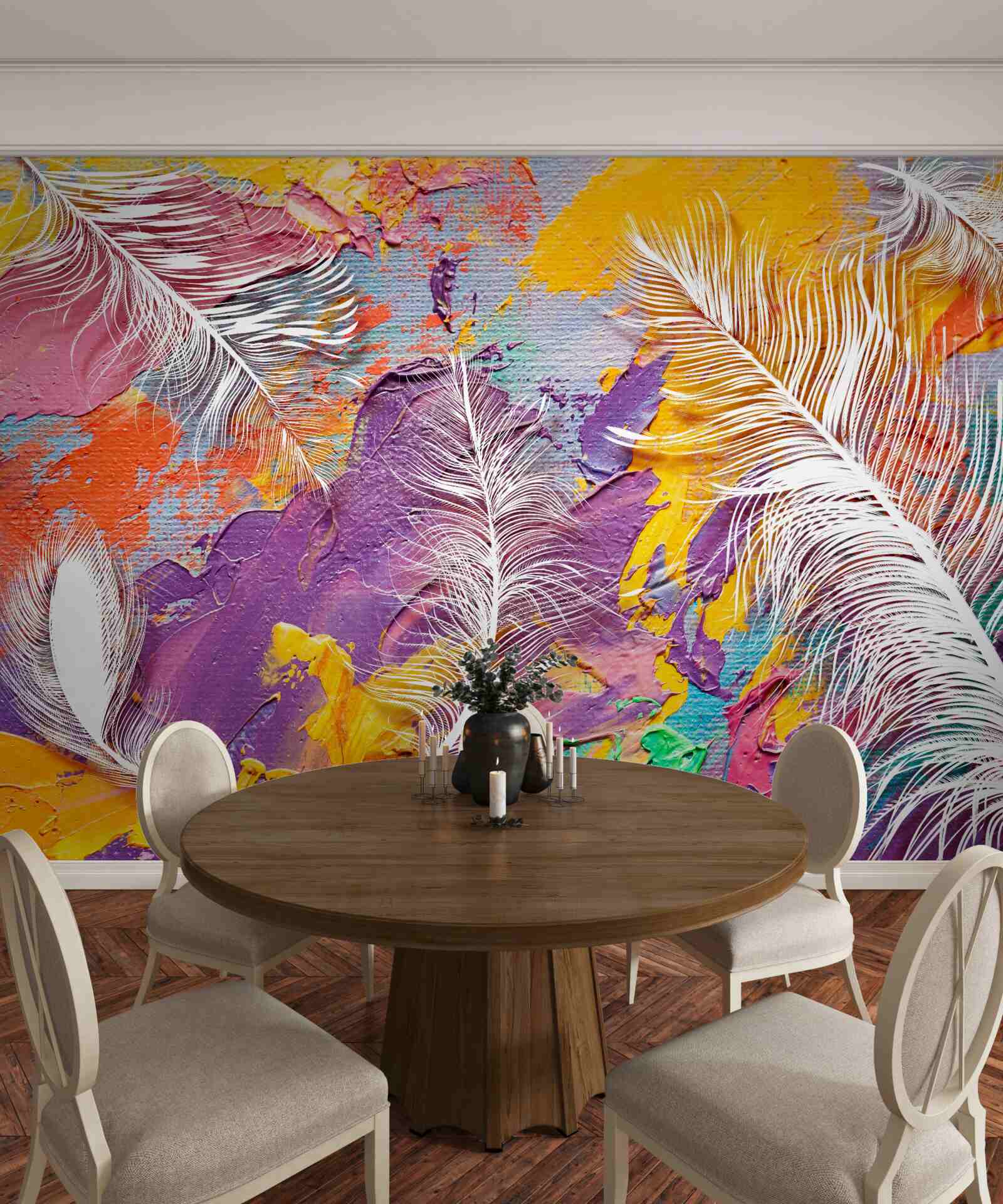 Fototapeta intensywne odcienie i biel piór