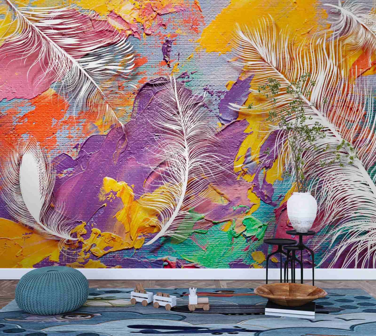 Fototapeta intensywne odcienie i biel piór