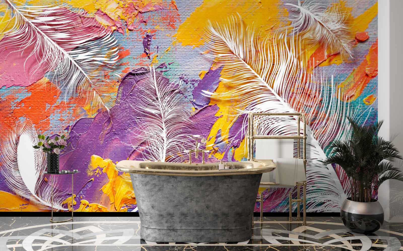 Fototapeta intensywne odcienie i biel piór