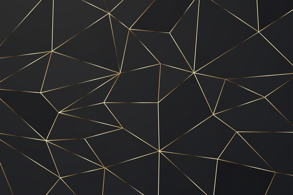 Fototapeta bryły geometryczne ze złotymi krawędziami