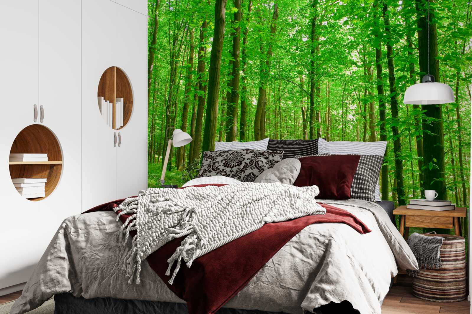 Fototapeta cienki letni las z drzewami liściastymi