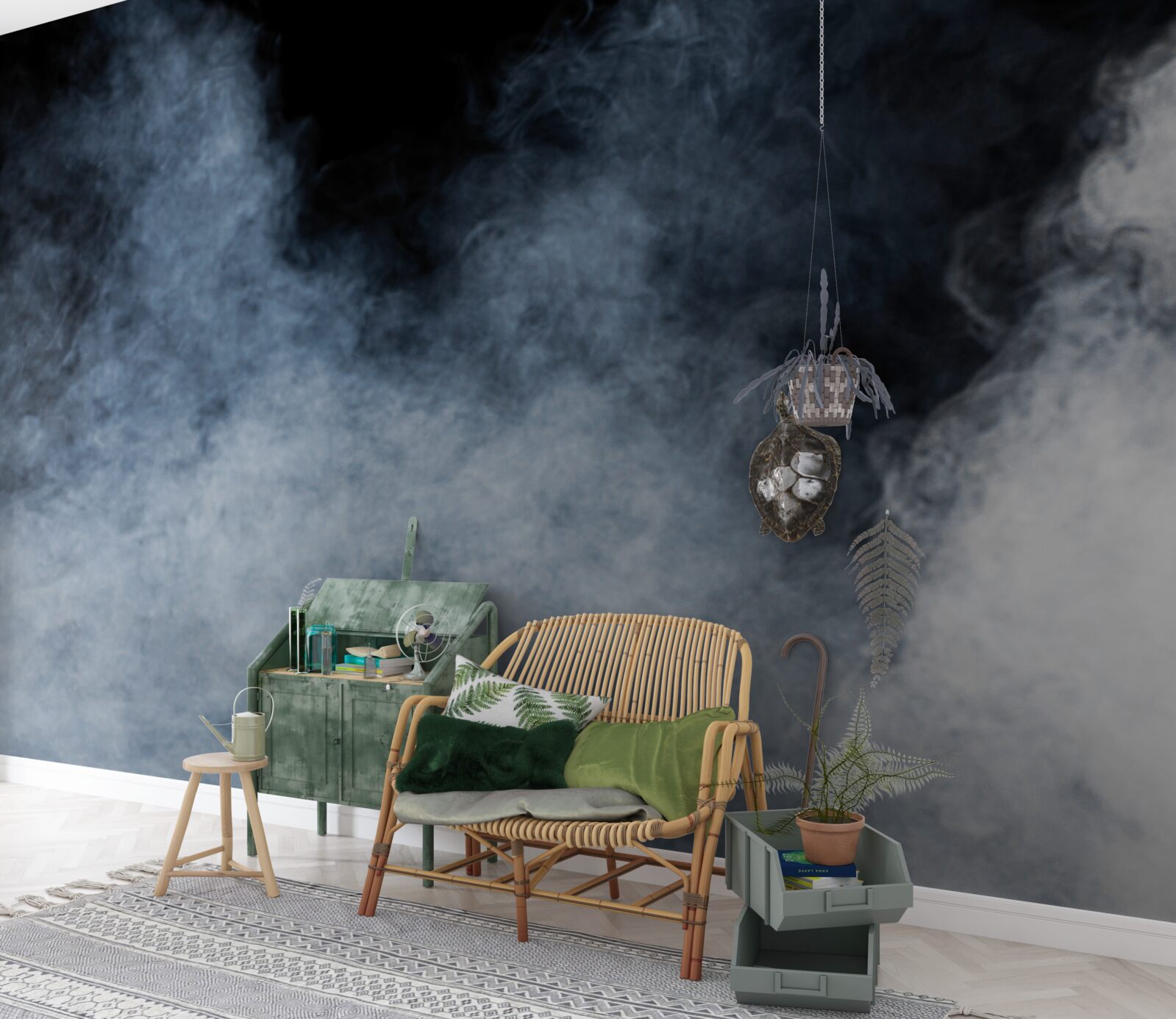 Fototapeta gęsta mgła spowiła nocny las