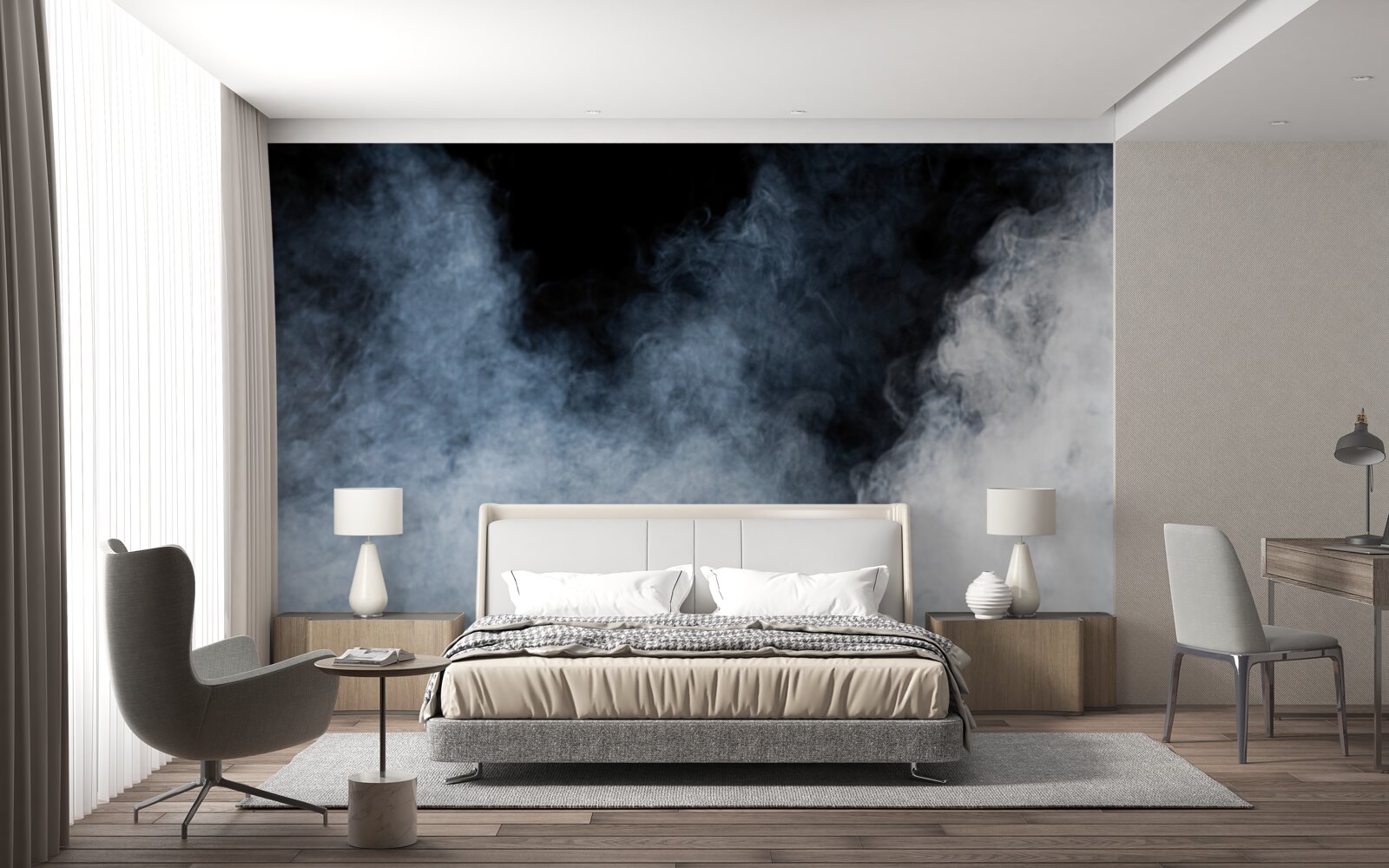 Fototapeta gęsta mgła spowiła nocny las