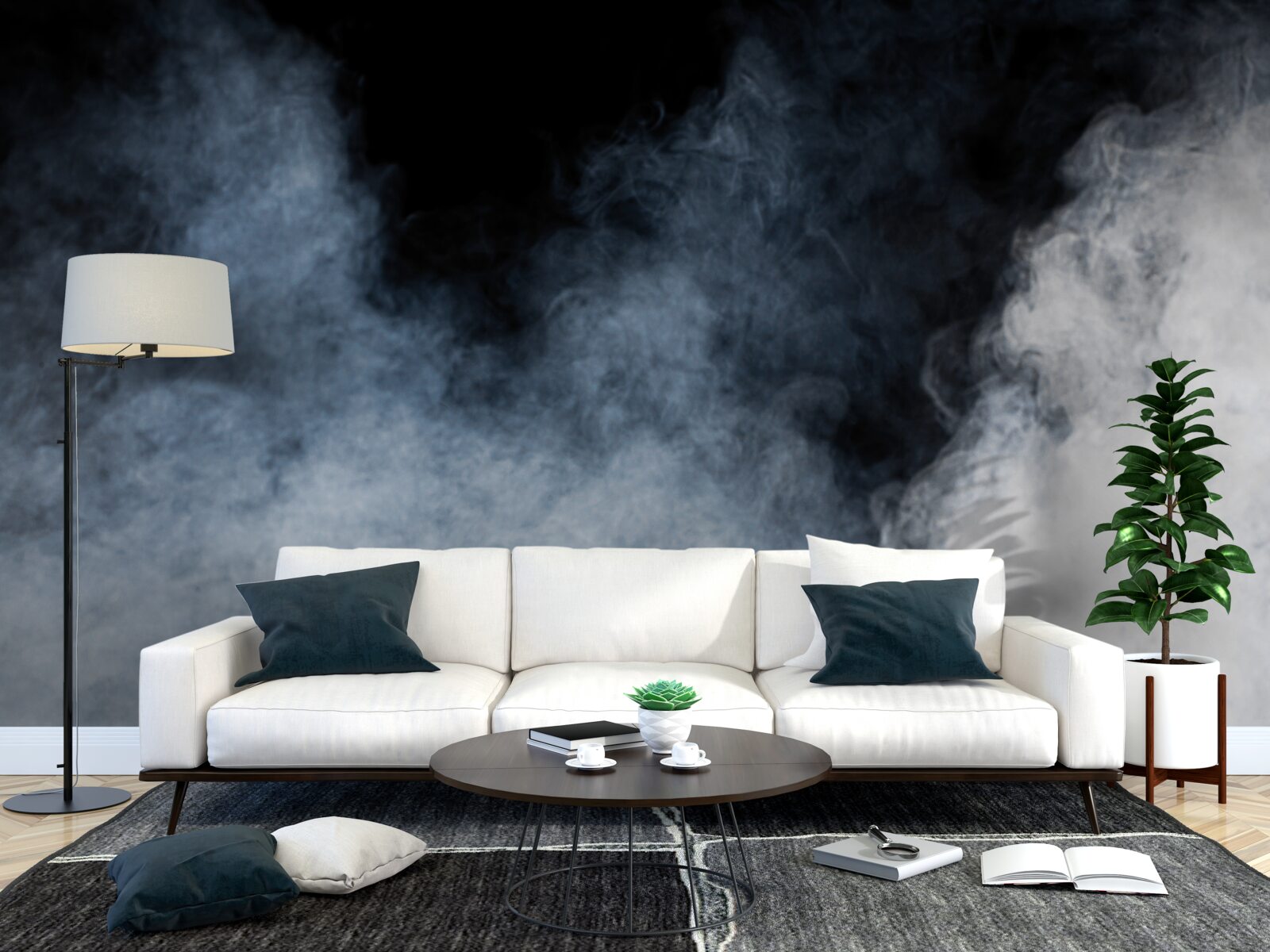 Fototapeta gęsta mgła spowiła nocny las