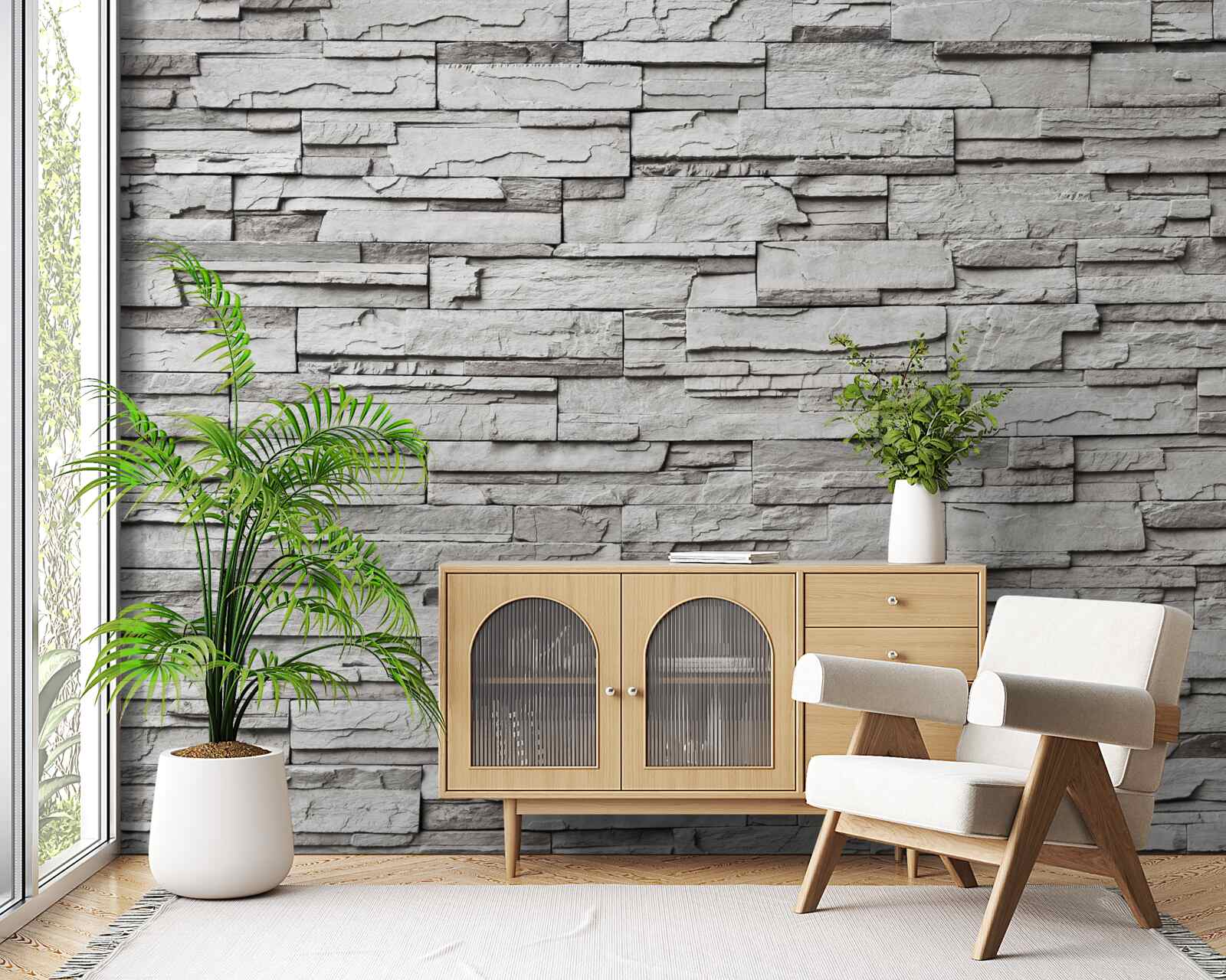 Fototapeta biały kamienny mur