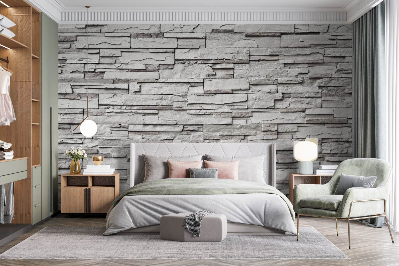 Fototapeta biały kamienny mur