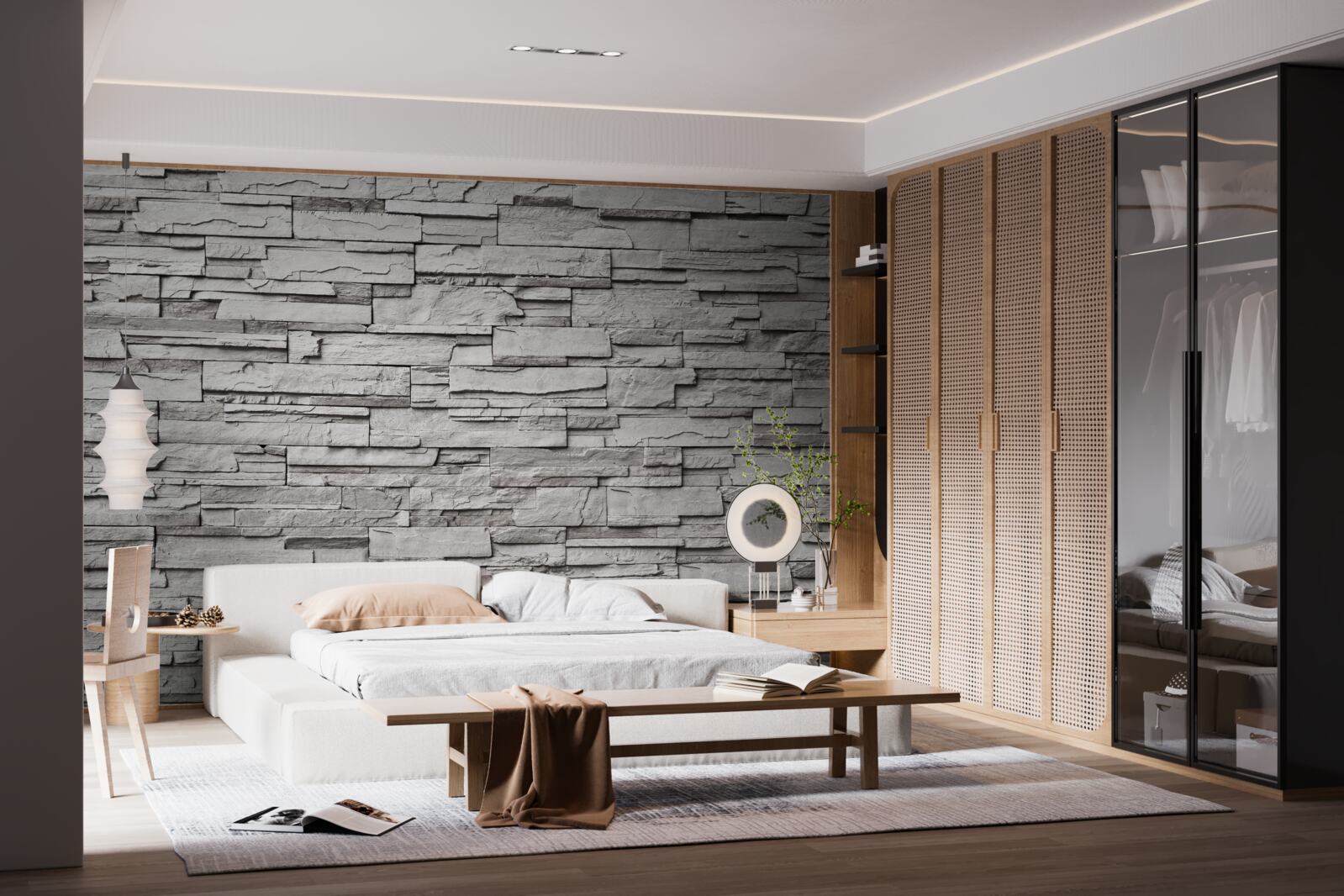 Fototapeta biały kamienny mur